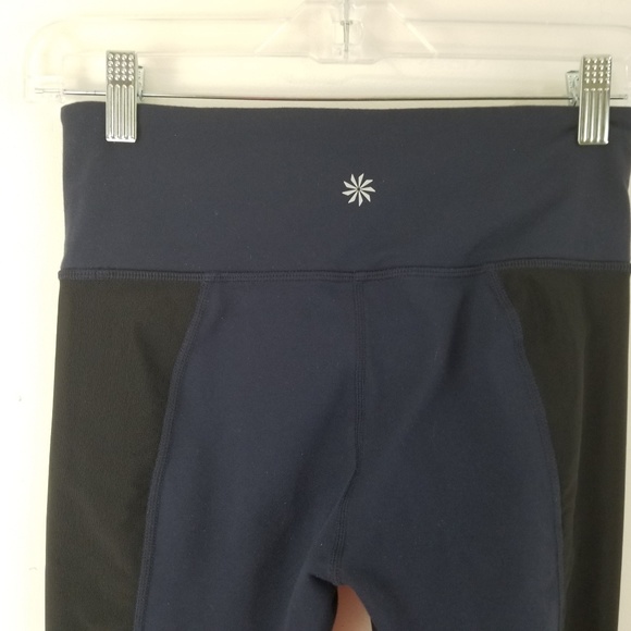 Athleta Pants - Athleta Navy Blue and Black mesh Small Leggings